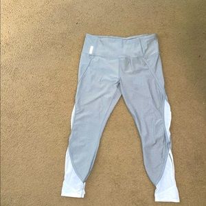 Gray and white leggings